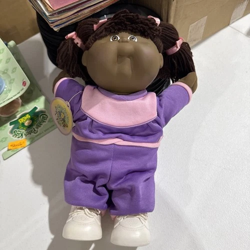 VTG African American Cabbage Patch Toddler Kids Double Ponytails Purple Outfit