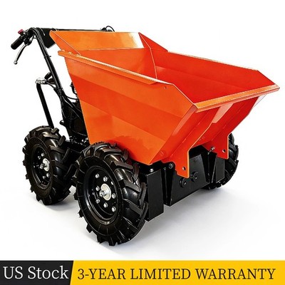 660lb Loading Wheel Barrow 6.5 HP Wheel Drive Dumper Cart 4-Stroke 3F+1R Gearbox