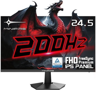 Minifire 24.5 Zoll FHD Gaming Monitor - 200Hz 1ms mit Fast IPS Panel | 1080P PC
