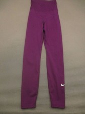 NIKE DRI-FIT Size XS Womens Purple Stretch Pull On Gym Compression Leggings 264