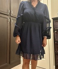 Elegant Navy Blue Ruffle Dress
