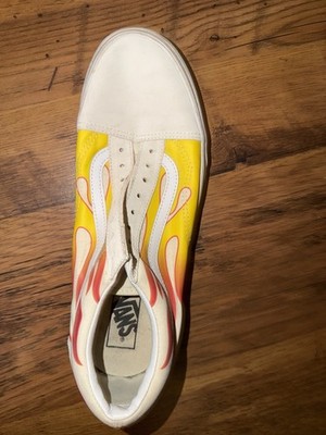 VANS Old Skool Flame Men's Sneakers Yellow White Red Canvas US 11.5