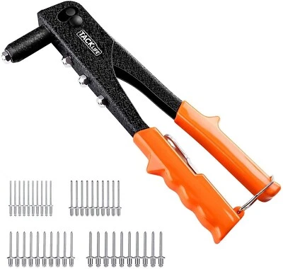 Einhand Nietzange + 40 Nieten Set 4 Köpfe 2,4 3,2 4,0 4,8 mm Nietpistole TACKLIFE