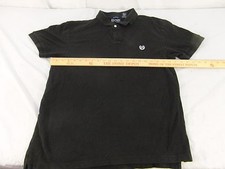 Adult Men's Chaps Black 2 Button Collard Polo Pullover Shirt Dress Shirt 31540