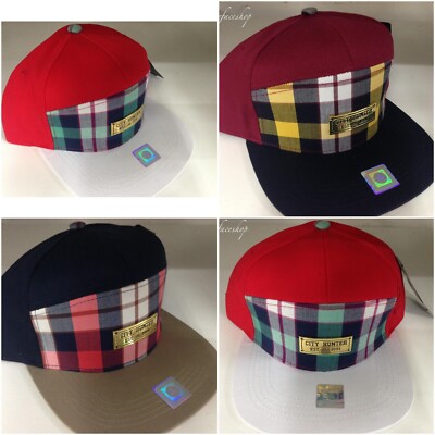 5 Panel Karo Kappen, Retro Vintage Premium City Hunter Urban Streetwear Hüte