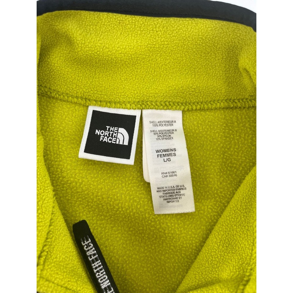 North Face Women's Fleece Vest Size Large Full Zip Back Pocket Lime