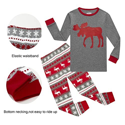 Family Cotton Matching Pajamas Sets 4 Kids Moose - Picture 5 of 5