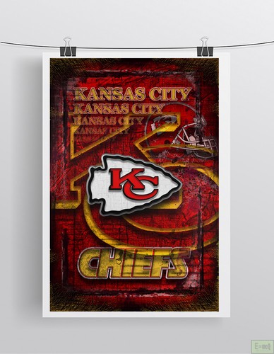 KANSAS CITY CHIEFS Poster, Kansas City Chiefs Print Free Shipping Us - Picture 2 of 5
