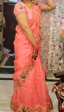 Designer Tradictional Fashion Partywear wedding Indian Organza sari