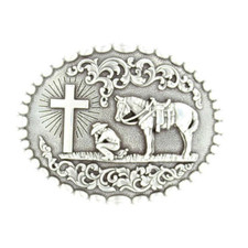 37374 Nocona Men's Cowboy Prayer Oval Belt Buckle