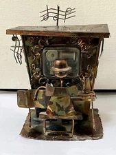 VINTAGE Sankyo Metal Copper Piano Player The Sting Entertainer  Wind-Up Music