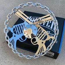 13" Chrome Chain Steering Wheel Pistol Gun with Engraved Horn Button-6 Hole