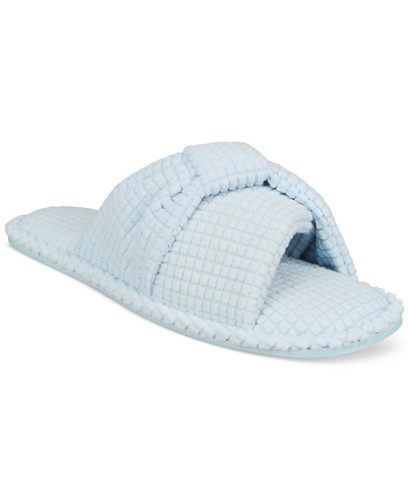 Chaussons femme Charter Club texturés nœud L 9-10US bleu cristallin à enfiler - Photo 1/15