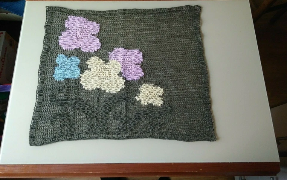 Crochet lace doily, Linen handmade tablecloth, Table rectangular runner - Image 3 of 4