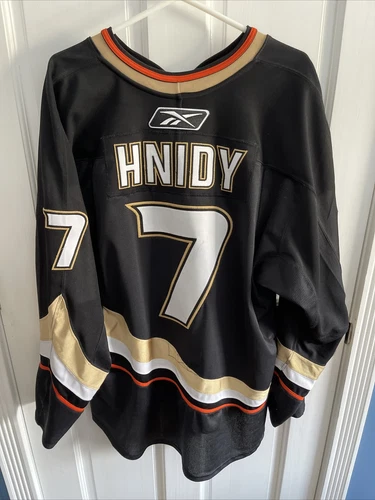 Shane Hnidy #7 Black 2007-08 Anaheim Ducks Set 3 Game Worn Used Jersey NHL COA