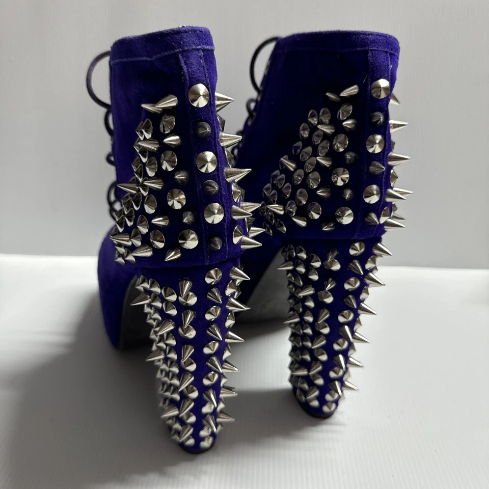 Havana Last Jeffrey Campell Purple Suede Spike Platform Boots Lace Up Size 7.5 - image 4 of 4