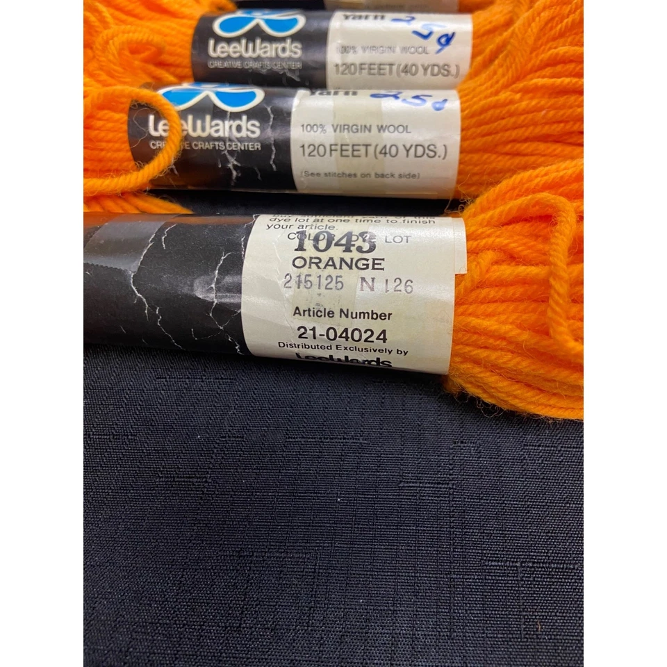 Leewards Needlepoint Yarn Vintage 100% Wool Lot of 6 Skeins Orange 1043 Pumpkin - Image 2 of 4