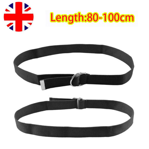 Mens Womens Belt Canvas D Ring Fabric Webbing Waist Belts Waistband Ladies UK - Picture 2 of 8