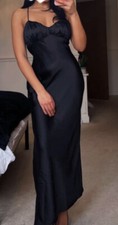 Zara black viral maxi silky slip dress small