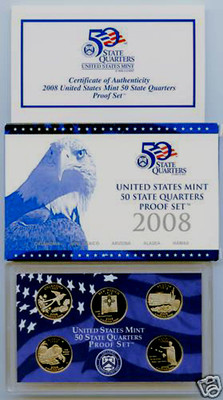 2008-S US Mint State Quarters Proof Set Hawaii Alaska New México