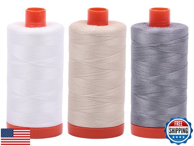 Bundle of Aurifil 50wt Egyptian Cotton Thread, Large 1422 yard Spools, with a