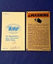 Biro Meat Saw Safety Instructional Warning Plate 653PZ-E