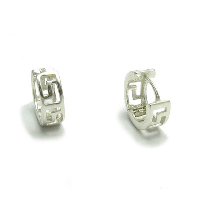 Sterling Silver Earrings Meander Hoop Solid Hallmarked 925 Handmade