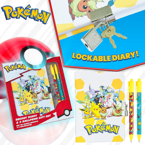 Pokemon Pikachu Lockable Diary Notebook w/ Key – Cute Gift for Kids Fans - Picture 4 of 12