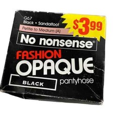 No Nonsense Fashion Opaque G67 Sandalfoot Black Pantyhose Petite-Med A 