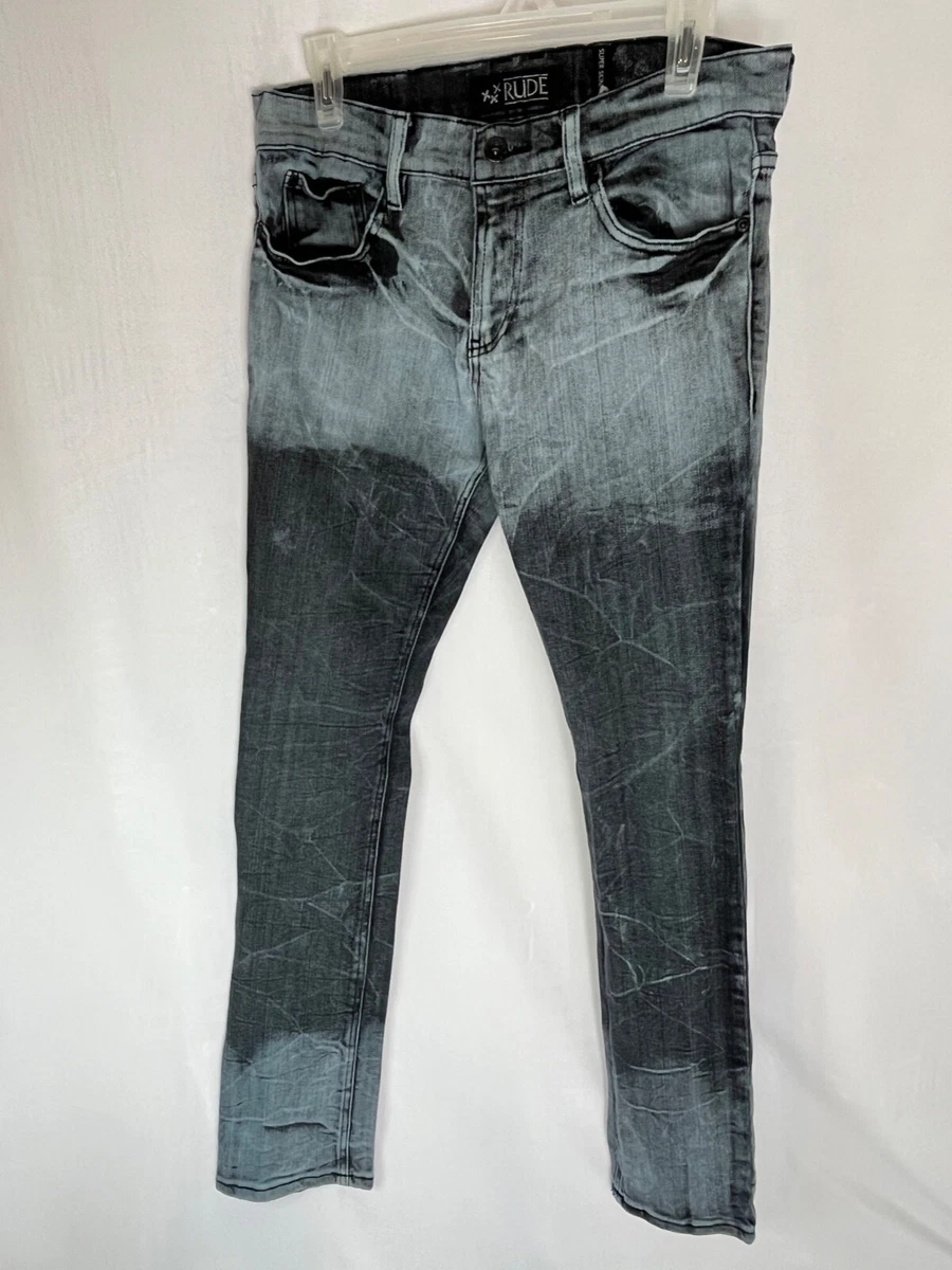 XXX Rude Mens Super Skinny BlackGray Jeans 32 x 32 | eBay