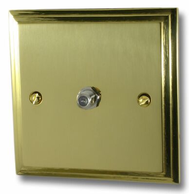 G&H VB37 Victorian Plate Polished Brass 1 Gang Single Satellite Point Socket