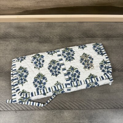 Mark & Graham Block Print Quilted Travel Jewelry Roll Up Storage Monogrammed OB