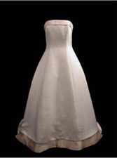 David's Bridal Michaelangelo Size 4-6 E8052 Wedding Dress Ivory Champagne accent