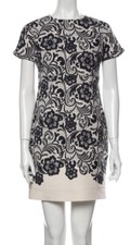 Dolce & Gabbana Dress Black Creme Lace Wool Print XS 38 Short Sleeve Mini