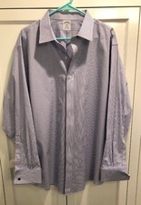Brooks Brothers 346 Non-Iron Dress Shirt Blue Stripe Slim Fit 18 35