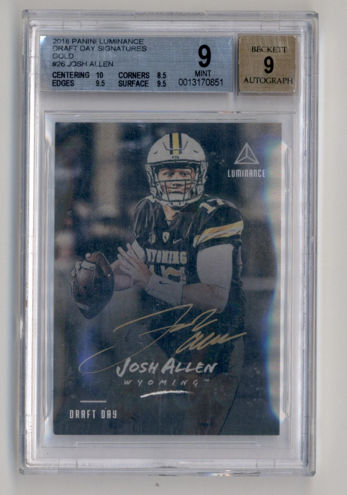 Josh Allen Panini Luminance Draft Day Signature #RIJO Gold Ink