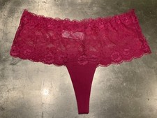 Vtg M Lipstick Pink Lacy Thong String Coquette Panties Panty