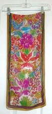 Italian Unbranded Tropical Floral Bright Colors 100 Sheer Polyester Scarf
