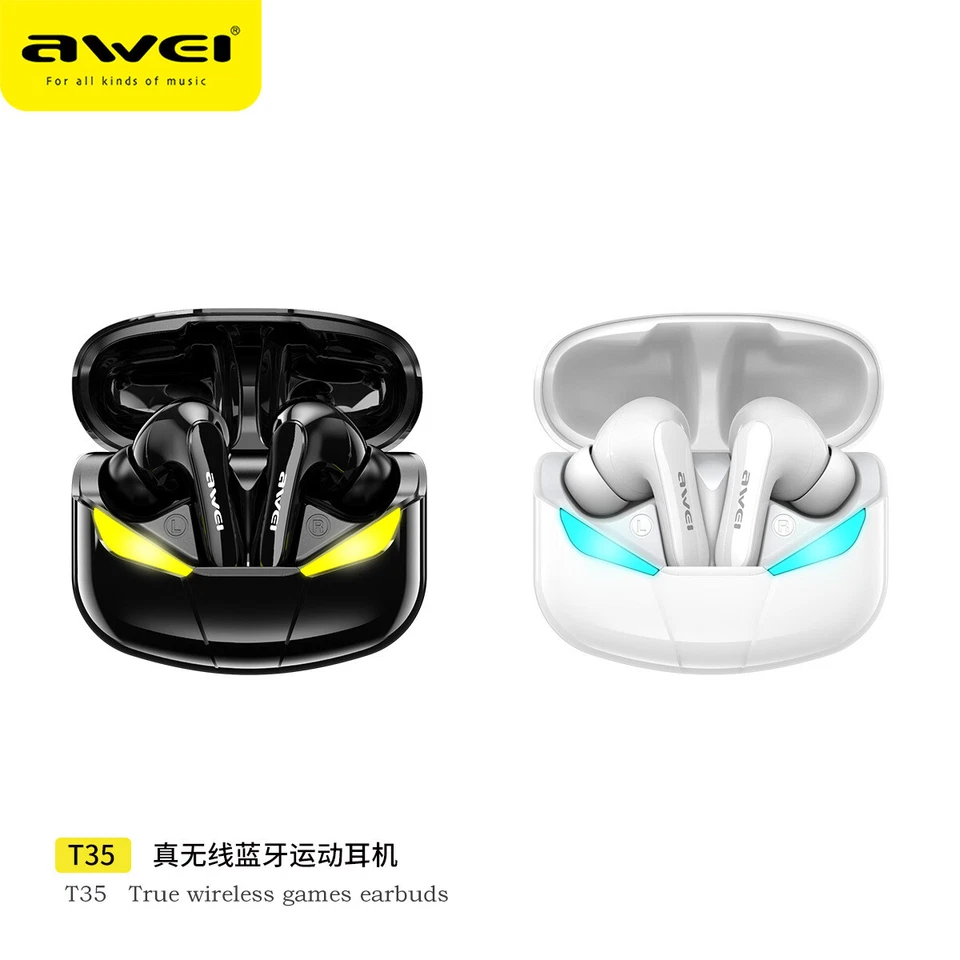 Auriculares estéreo True AWEI T35 para juegos TWS HiFi sonido de graves profundos Bluetooth Foto 2 de 4