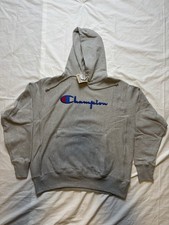 Men  s Champion Hoodie Size Large Oxford Gray Reverse Weave Sweatshirt
