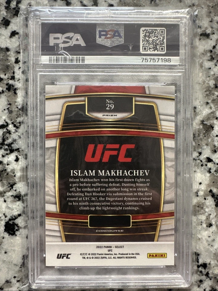 2022 Panini Donruss UFC Islam Makhachev Silver Disco Prizm PSA 10 - Image 2 of 2