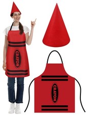 1 Set Crayon Costume with Apron and Cone Hat Adult, Red