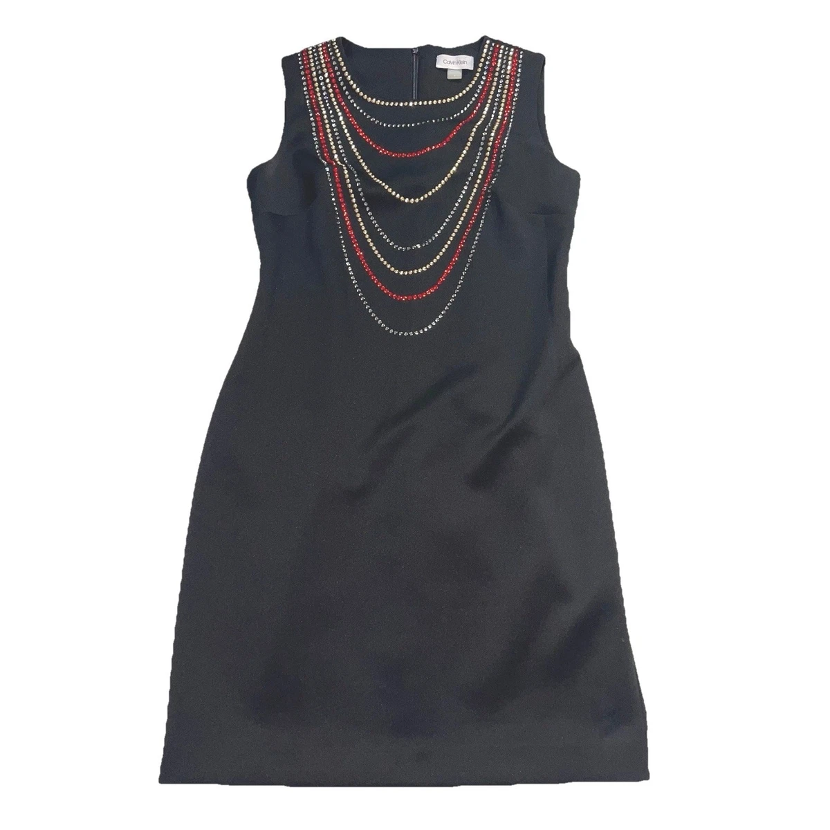 blue dress for baby girl Calvin Klein Lace-Up V-Neck Zipper Sleeve Dress Black Gold Detailing S