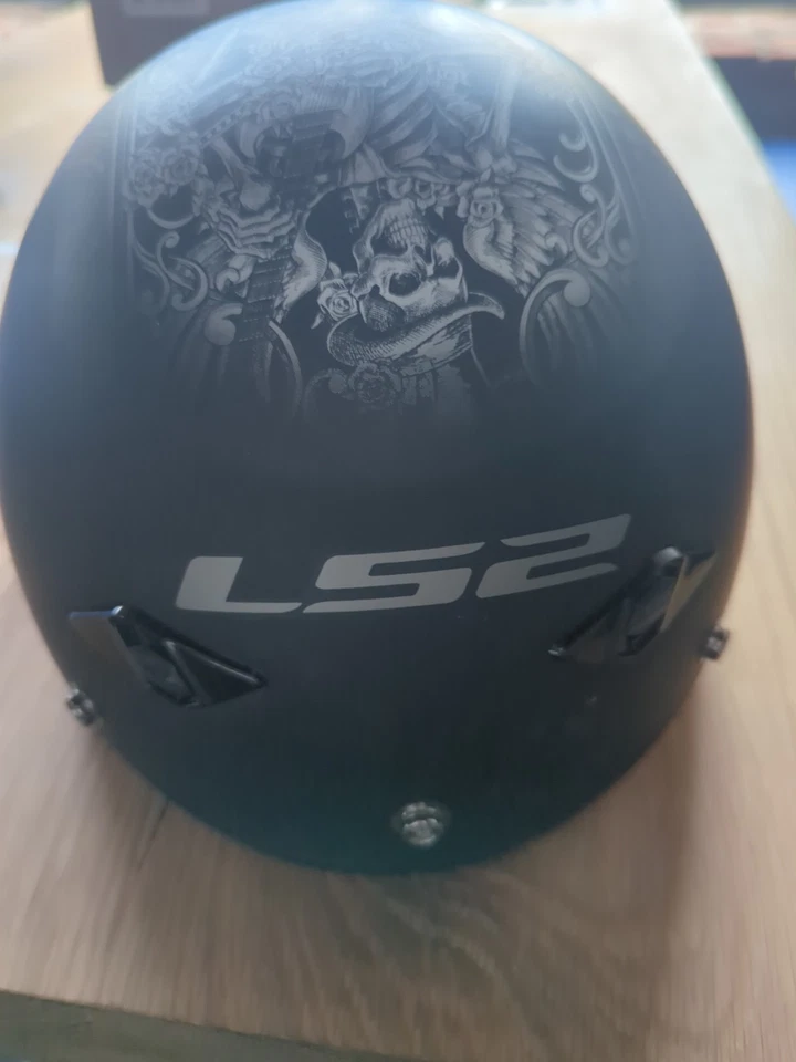 LS2 Adult Bagger Hard Luck Motorcycle Half Helmet ONLY Matte Black XXL - Image 4 of 4
