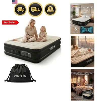 Queen Air Mattress with Built-in Pump, 16'' Elevated Inflatable Bed for Home &...