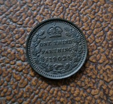 1902 King Edward VII one third farthing coin