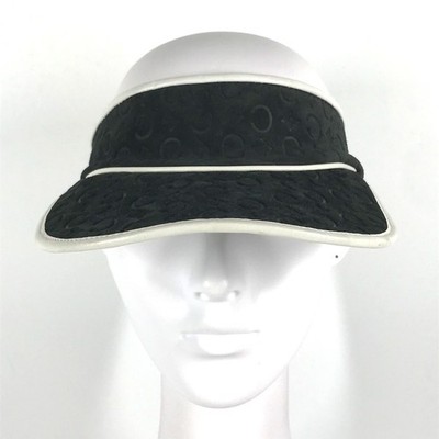 celine ノベルティ帽子 CELINE Triomphe Visor Bicolor Hat Sun visor Leather / suede Black