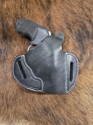 PANHANDLE LEATHER WORKS Taurus 856 Black Leather Pancake Holster 2-inch Barrel Hand Made In The USA.