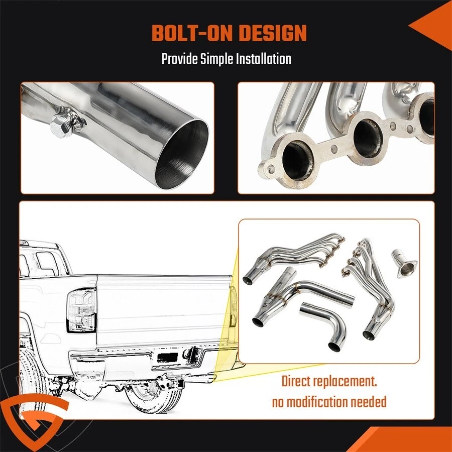 Long Tube Headers for 1999-2006 Chevy GMC Silverado Sierra 4.8L 5.3L 6.0L 1-7/8" - Image 4 of 4
