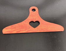 VTG Rusty Red Handcut Heart Wooden Clothes Hanger Peg Rack Country Farm Folk Art